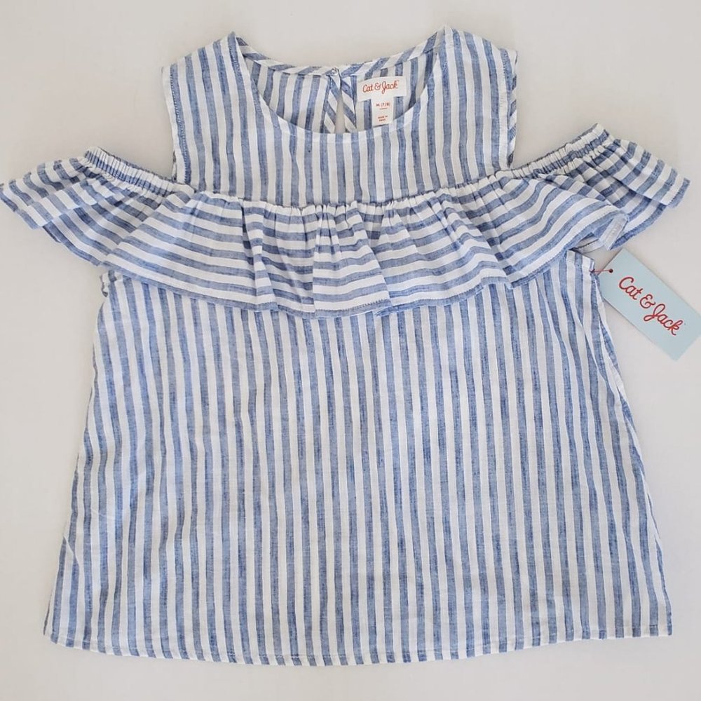 Cat and Jack Striped Off-Shoulder Top
